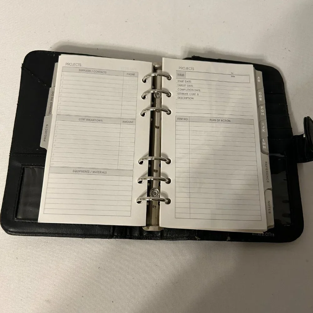 BLACK IMITATION LEATHER PLANNER AND CARD HOLDER